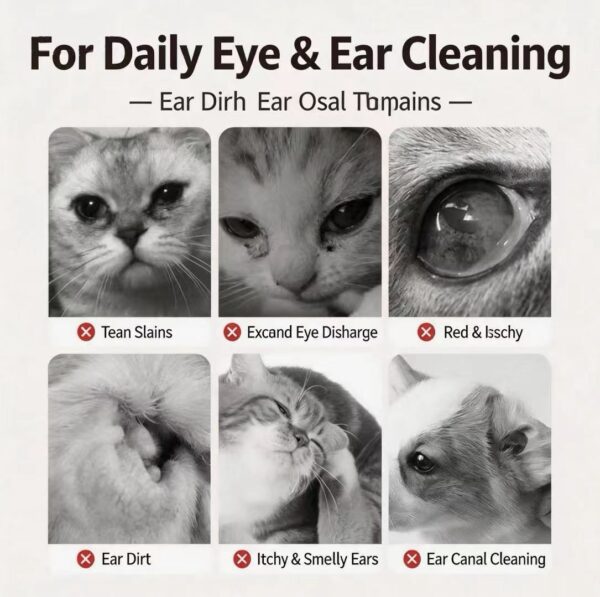 Baidar Pet Cat Tear Stain Wipes, Eye and Ear Cleaning Wet Wipes for Dogs and Cats