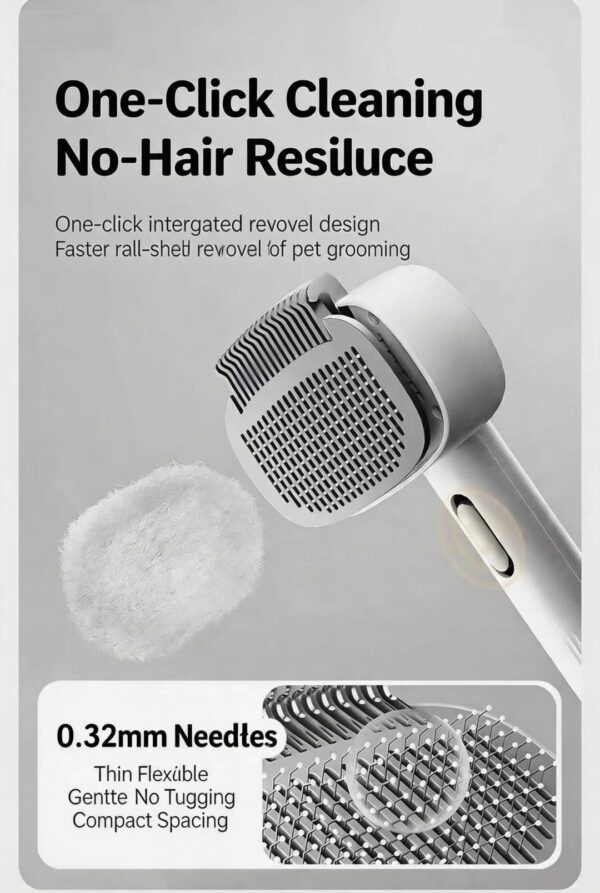 Cat Comb - Cat Hair Comb with Knot-Removal Function for Long and Short Hair Cats' Hair Clippers for Dogs - Hair Brush for Pets - Special Anti-Fur-Float Device with Buttons
