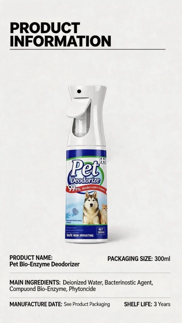 Pet Deodorizer, Bacterial Inhibitor, Urine Odor Remover, Cat and Dog Urine Enzyme Decomposer Spray for Cats